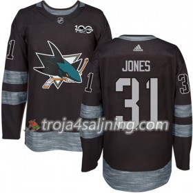 San Jose Sharks tröja Martin Jones 31 1917-2017 100th Anniversary Adidas Svart Authentic - NHL Tröjor Herr